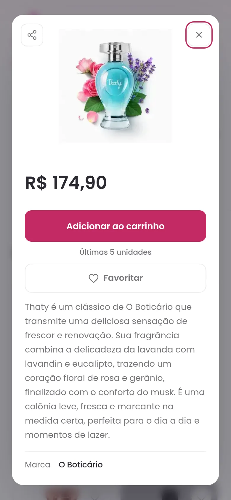 Janela do produto