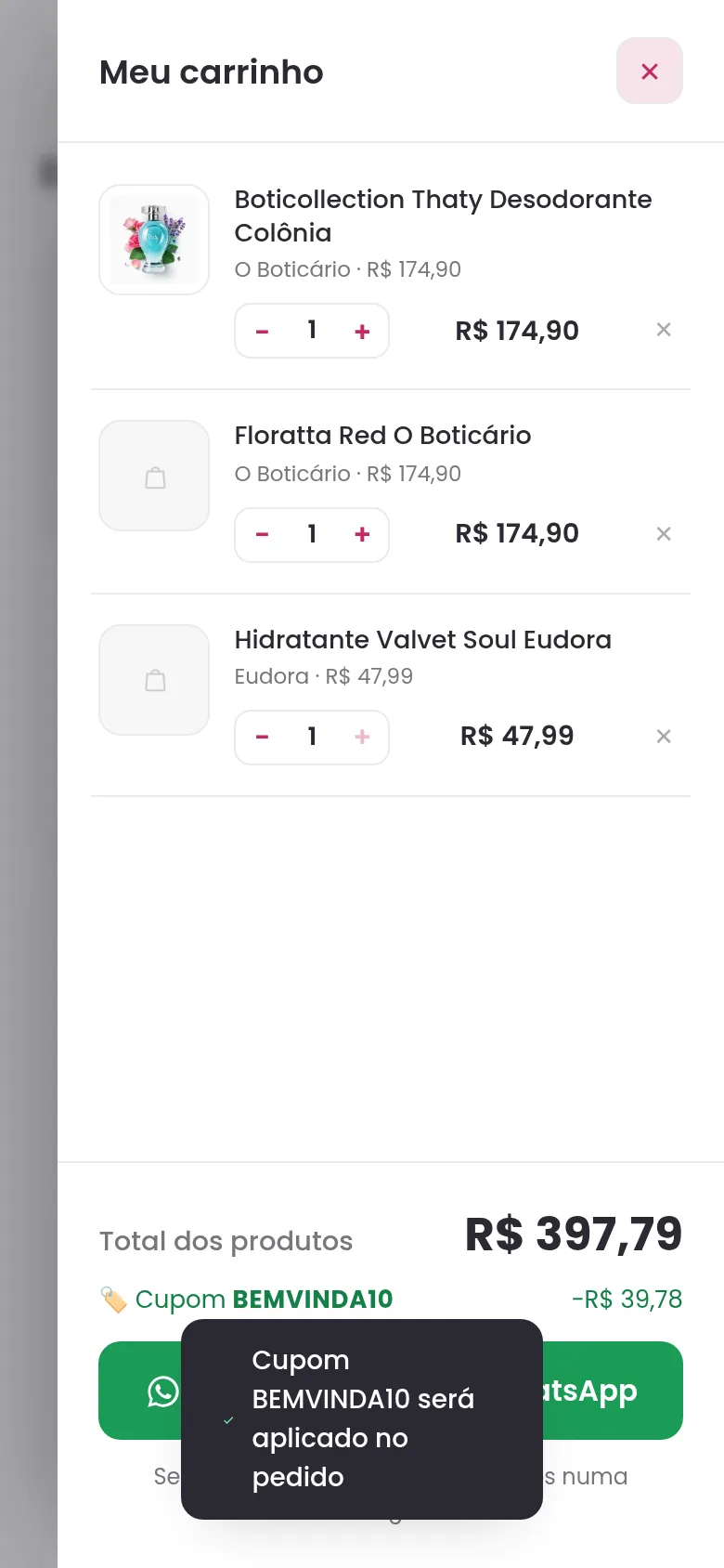 Carrinho da loja