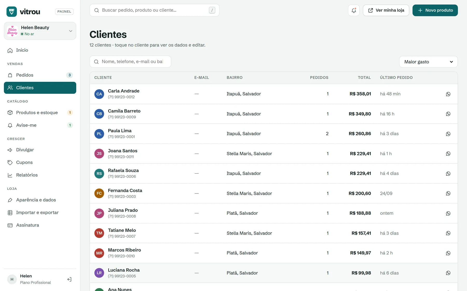 Lista de clientes